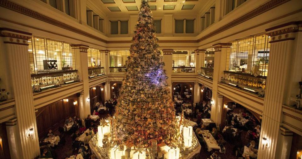 A beautifully decorated tree ready for the holidays at Macys State Street in Chicago 